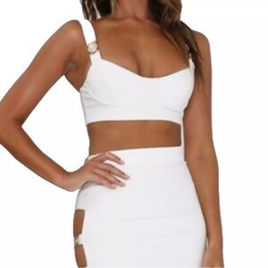 Meshki bralette bra top logo gold coin White Women's Crop Top